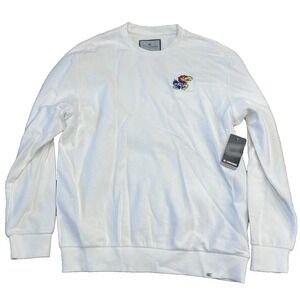 NWT Kansas Mens Large Long Sleeve Corduroy Shirt KU Jayhawks White Mascot READ